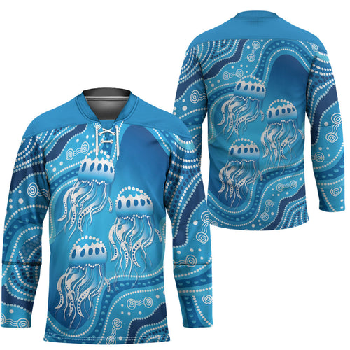 Aboriginal Ocean Jellyfish Hockey Jersey Dot Art Dreamtime Style