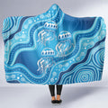 Aboriginal Ocean Jellyfish Hooded Blanket Dot Art Dreamtime Style
