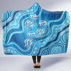 Aboriginal Ocean Jellyfish Hooded Blanket Dot Art Dreamtime Style