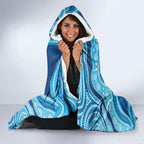 Aboriginal Ocean Jellyfish Hooded Blanket Dot Art Dreamtime Style