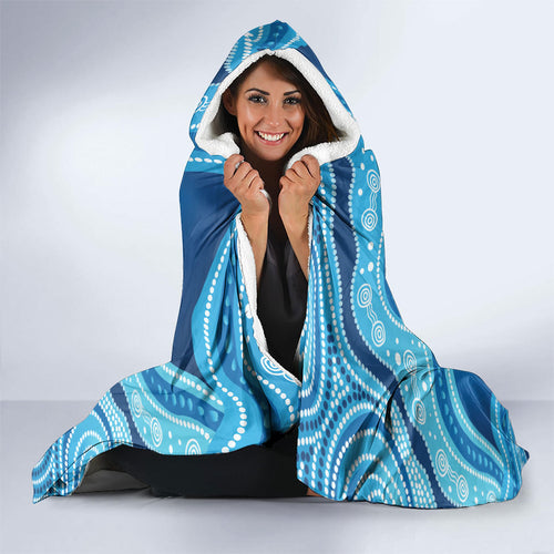 Aboriginal Ocean Jellyfish Hooded Blanket Dot Art Dreamtime Style