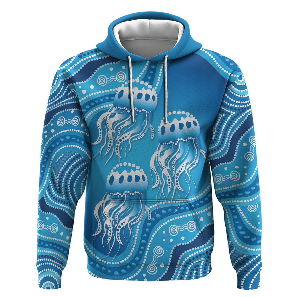 Aboriginal Ocean Jellyfish Hoodie Dot Art Dreamtime Style