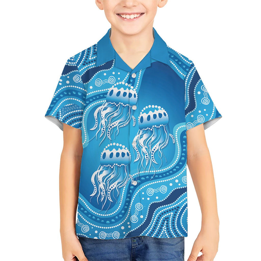 Aboriginal Ocean Jellyfish Kid Hawaiian Shirt Dot Art Dreamtime Style