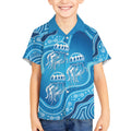 Aboriginal Ocean Jellyfish Kid Hawaiian Shirt Dot Art Dreamtime Style