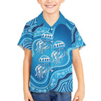 Aboriginal Ocean Jellyfish Kid Hawaiian Shirt Dot Art Dreamtime Style