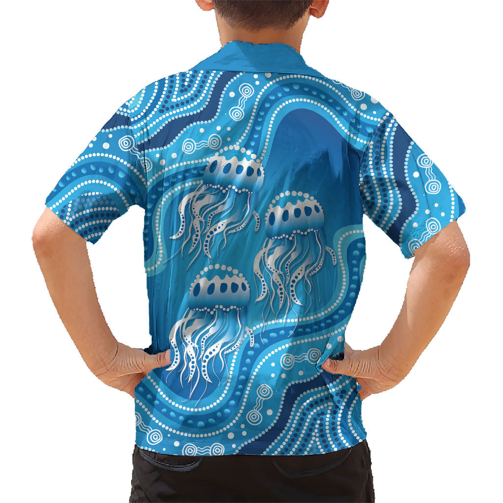 Aboriginal Ocean Jellyfish Kid Hawaiian Shirt Dot Art Dreamtime Style