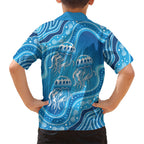 Aboriginal Ocean Jellyfish Kid Hawaiian Shirt Dot Art Dreamtime Style