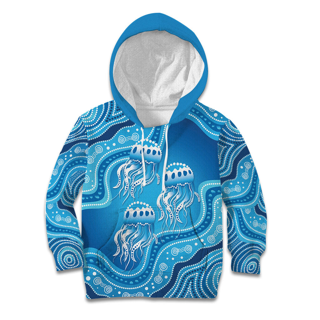 Aboriginal Ocean Jellyfish Kid Hoodie Dot Art Dreamtime Style