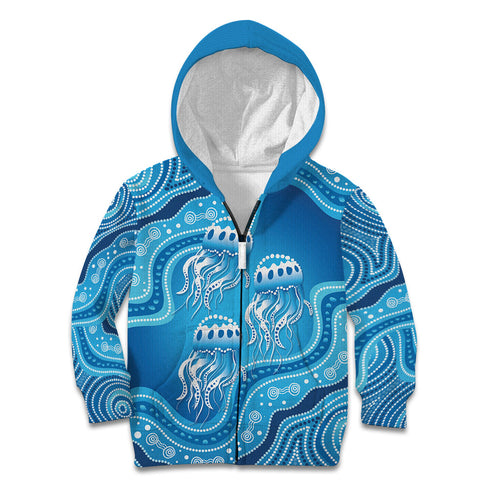 Aboriginal Ocean Jellyfish Kid Hoodie Dot Art Dreamtime Style