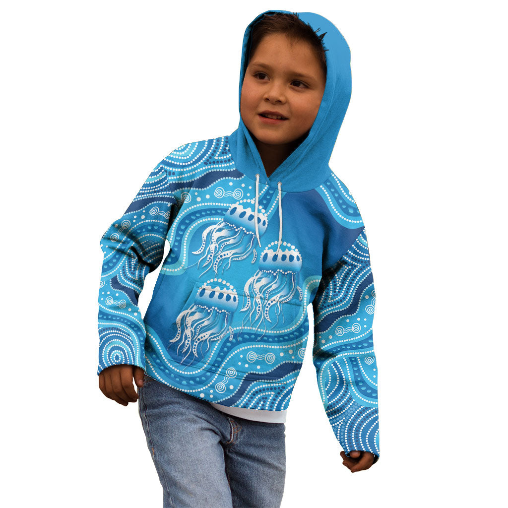 Aboriginal Ocean Jellyfish Kid Hoodie Dot Art Dreamtime Style