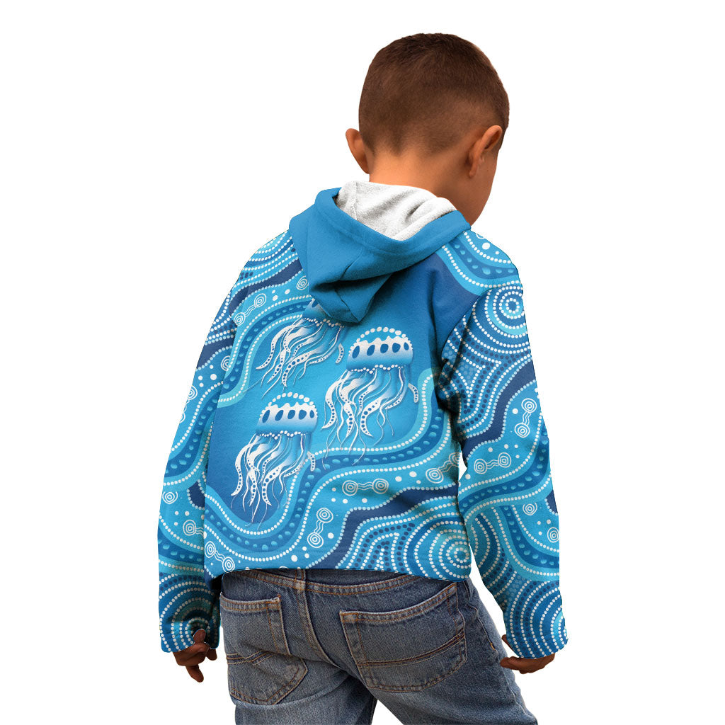 Aboriginal Ocean Jellyfish Kid Hoodie Dot Art Dreamtime Style