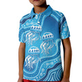 Aboriginal Ocean Jellyfish Kid Polo Shirt Dot Art Dreamtime Style