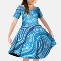 Aboriginal Ocean Jellyfish Kid Short Sleeve Dress Dot Art Dreamtime Style
