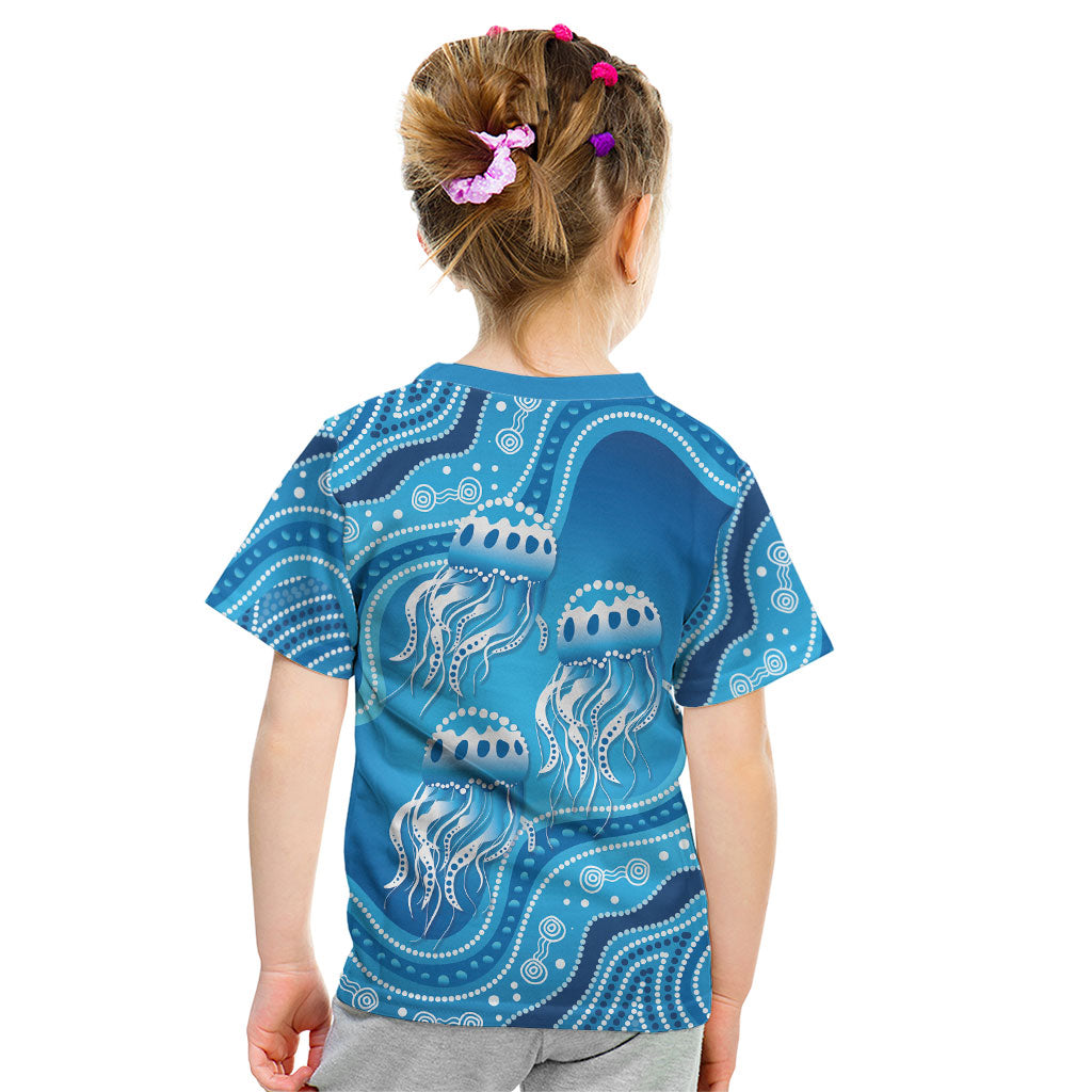 Aboriginal Ocean Jellyfish Kid T Shirt Dot Art Dreamtime Style