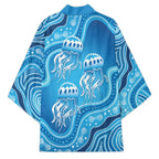 Aboriginal Ocean Jellyfish Kimono Dot Art Dreamtime Style