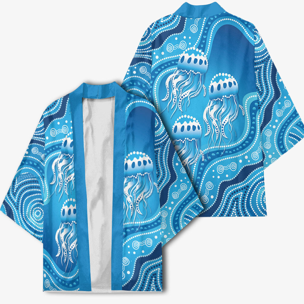 Aboriginal Ocean Jellyfish Kimono Dot Art Dreamtime Style