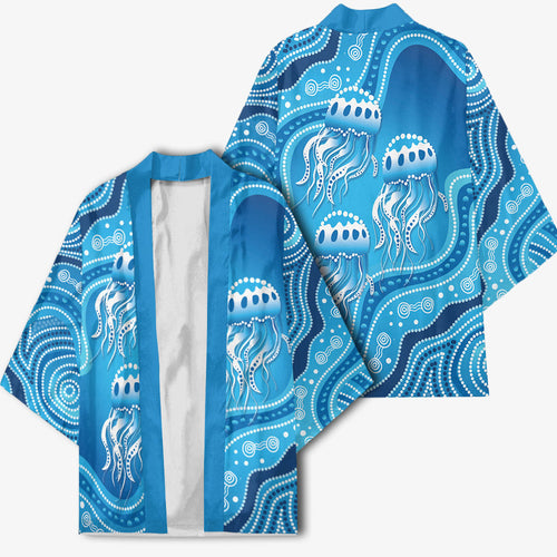 Aboriginal Ocean Jellyfish Kimono Dot Art Dreamtime Style