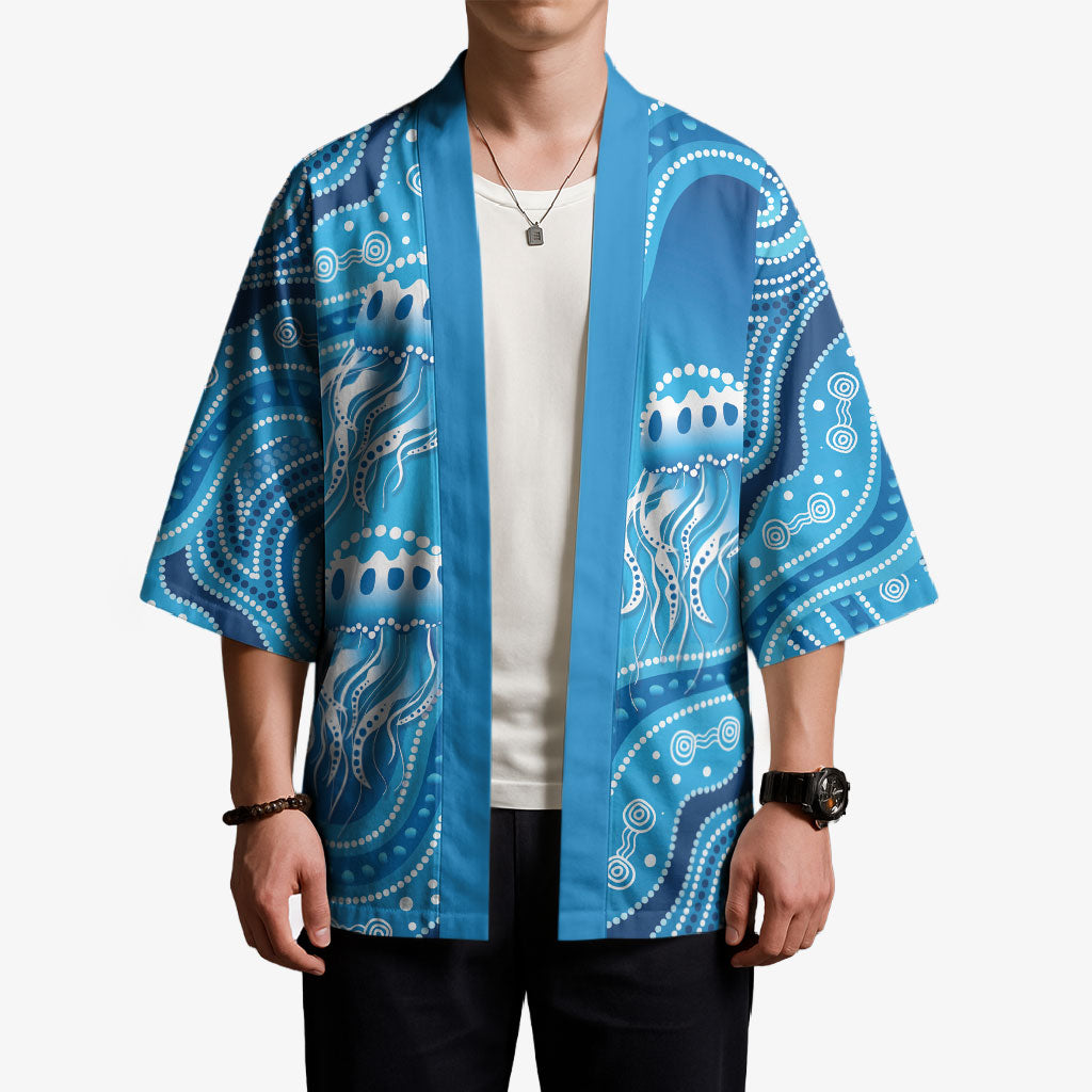 Aboriginal Ocean Jellyfish Kimono Dot Art Dreamtime Style