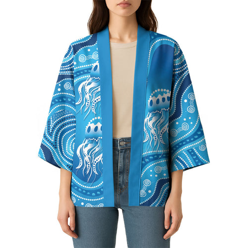 Aboriginal Ocean Jellyfish Kimono Dot Art Dreamtime Style
