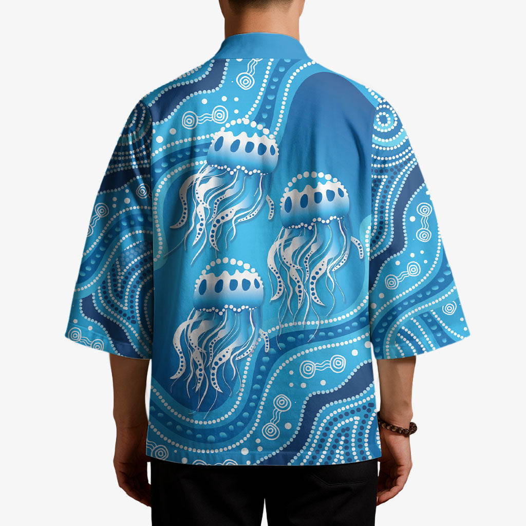 Aboriginal Ocean Jellyfish Kimono Dot Art Dreamtime Style