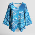 Aboriginal Ocean Jellyfish Kimono Sleeve Blouse Dot Art Dreamtime Style