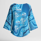 Aboriginal Ocean Jellyfish Kimono Sleeve Blouse Dot Art Dreamtime Style