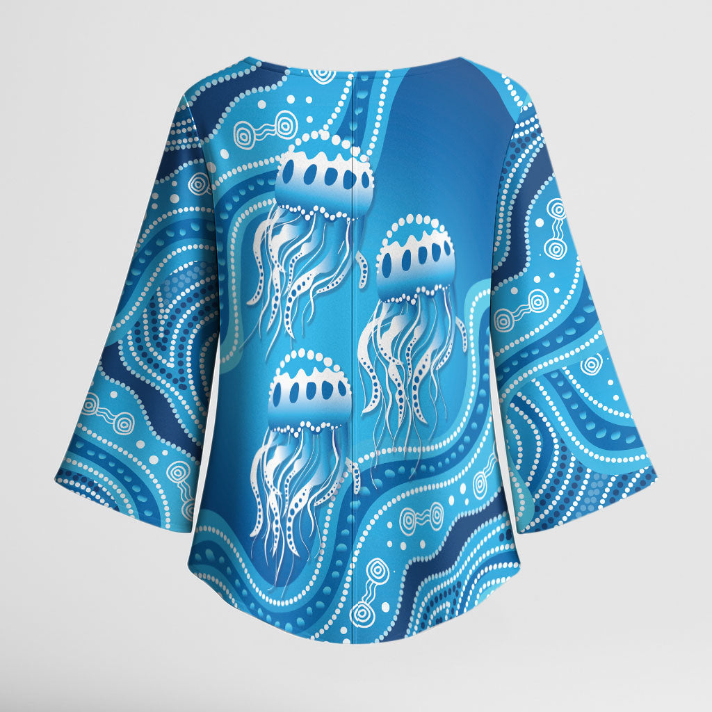 Aboriginal Ocean Jellyfish Kimono Sleeve Blouse Dot Art Dreamtime Style