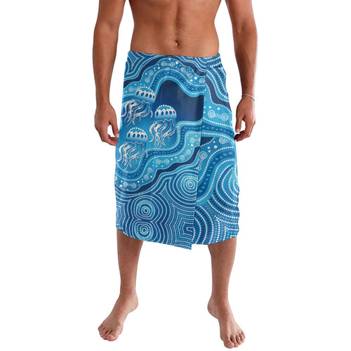 Aboriginal Ocean Jellyfish Lavalava Dot Art Dreamtime Style