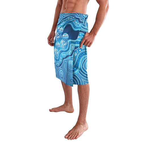 Aboriginal Ocean Jellyfish Lavalava Dot Art Dreamtime Style