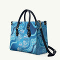Aboriginal Ocean Jellyfish Leather Bag Dot Art Dreamtime Style