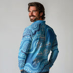 Aboriginal Ocean Jellyfish Long Sleeve Polo Shirt Dot Art Dreamtime Style