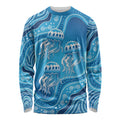 Aboriginal Ocean Jellyfish Long Sleeve Shirt Dot Art Dreamtime Style