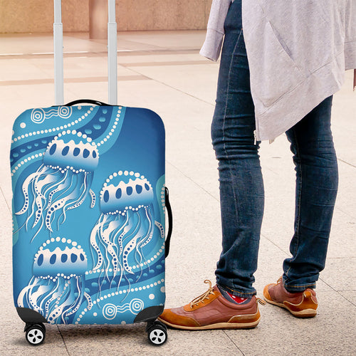 Aboriginal Ocean Jellyfish Luggage Cover Dot Art Dreamtime Style