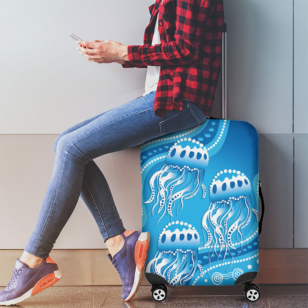 Aboriginal Ocean Jellyfish Luggage Cover Dot Art Dreamtime Style