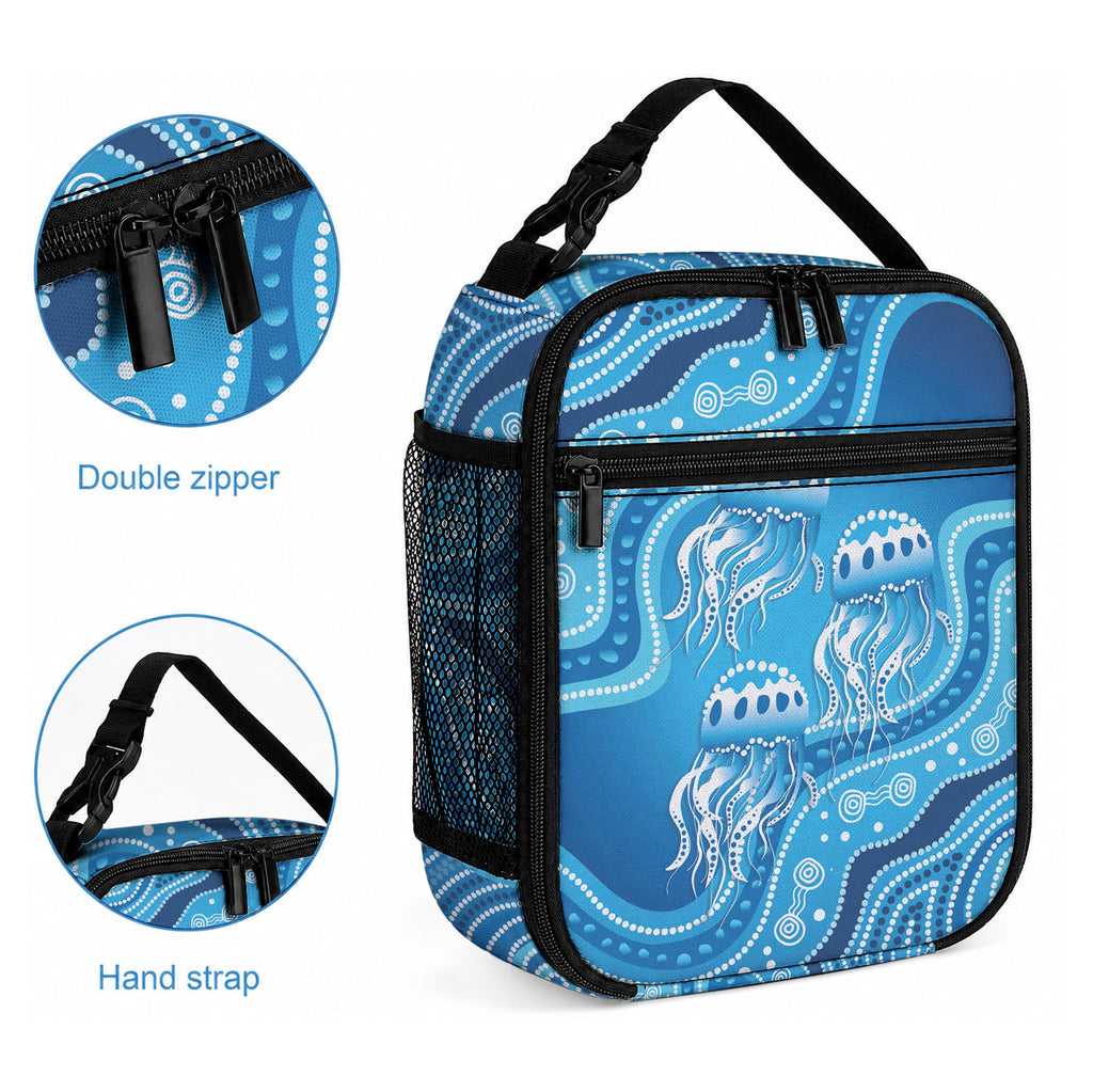 Aboriginal Ocean Jellyfish Lunch Bag Dot Art Dreamtime Style