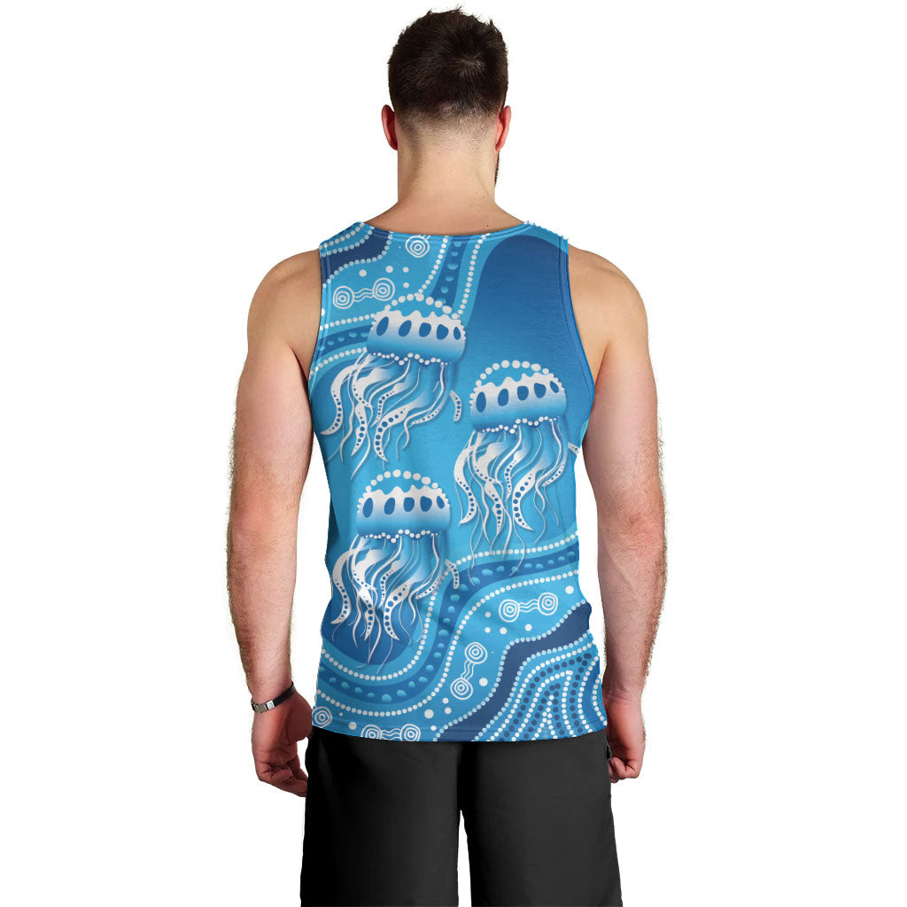 Aboriginal Ocean Jellyfish Men Tank Top Dot Art Dreamtime Style