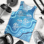 Aboriginal Ocean Jellyfish Men Tank Top Dot Art Dreamtime Style