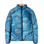 Aboriginal Ocean Jellyfish Padded Jacket Dot Art Dreamtime Style