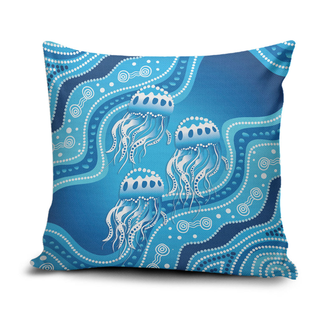Aboriginal Ocean Jellyfish Pillow Cover Dot Art Dreamtime Style