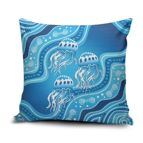 Aboriginal Ocean Jellyfish Pillow Cover Dot Art Dreamtime Style