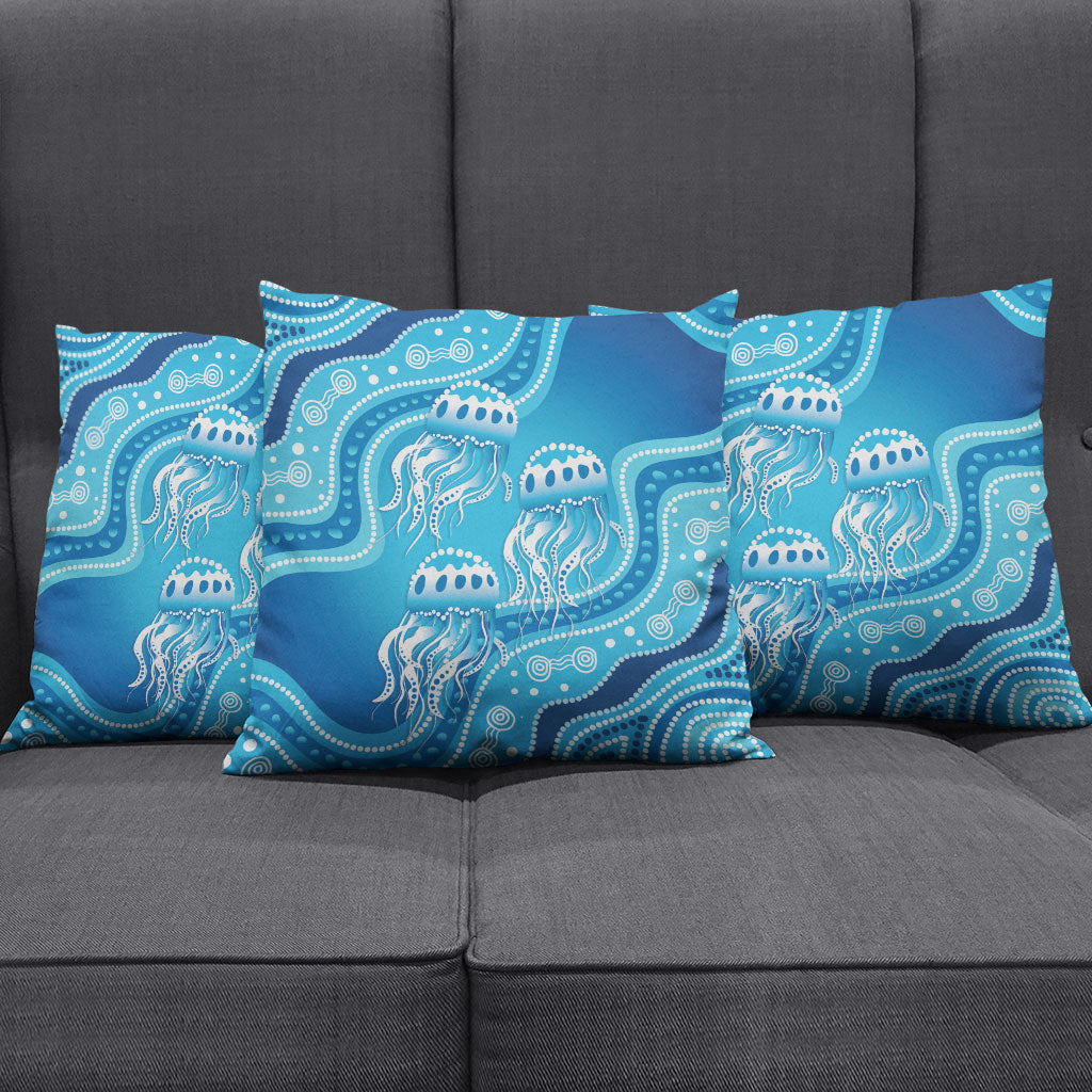 Aboriginal Ocean Jellyfish Pillow Cover Dot Art Dreamtime Style