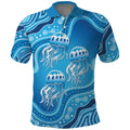 Aboriginal Ocean Jellyfish Polo Shirt Dot Art Dreamtime Style
