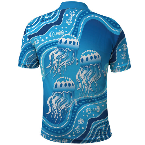 Aboriginal Ocean Jellyfish Polo Shirt Dot Art Dreamtime Style