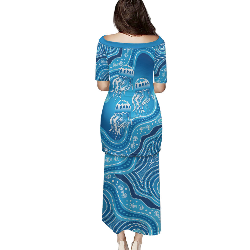 Aboriginal Ocean Jellyfish Puletasi Dot Art Dreamtime Style