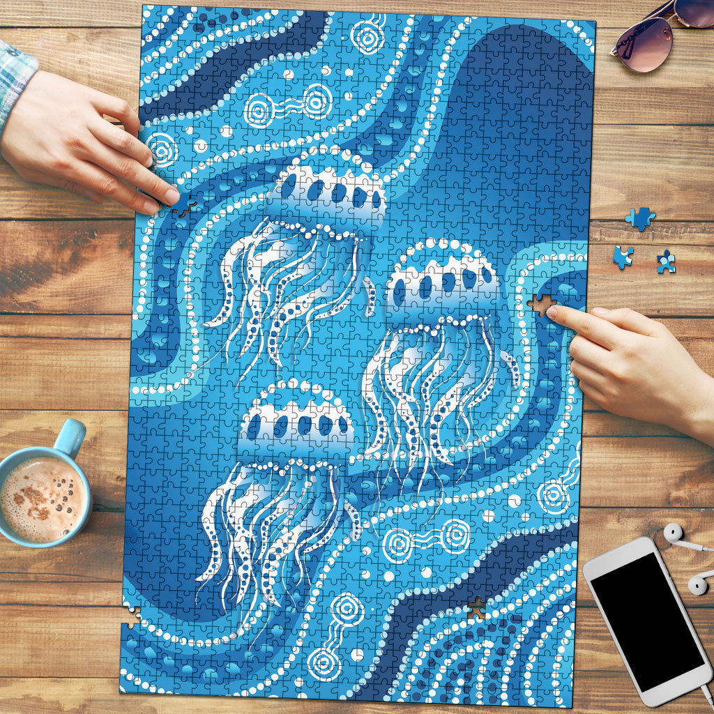 Aboriginal Ocean Jellyfish Puzzle Dot Art Dreamtime Style