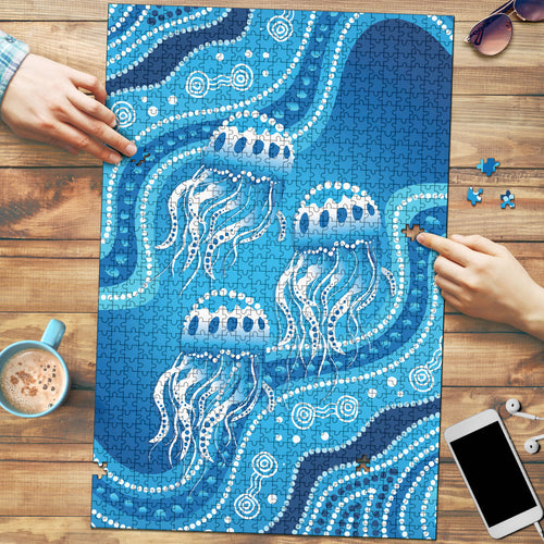 Aboriginal Ocean Jellyfish Puzzle Dot Art Dreamtime Style