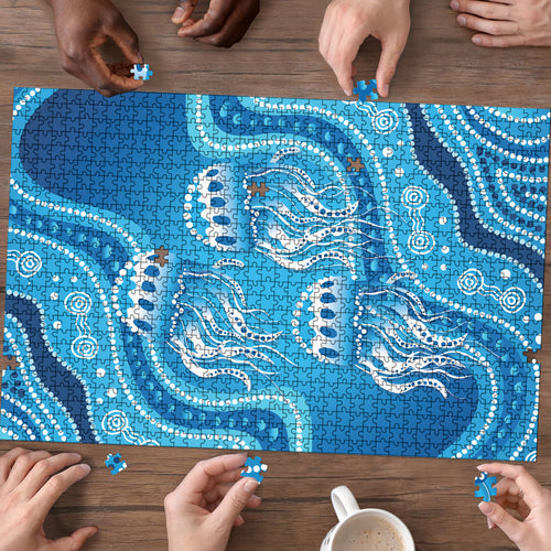 Aboriginal Ocean Jellyfish Puzzle Dot Art Dreamtime Style