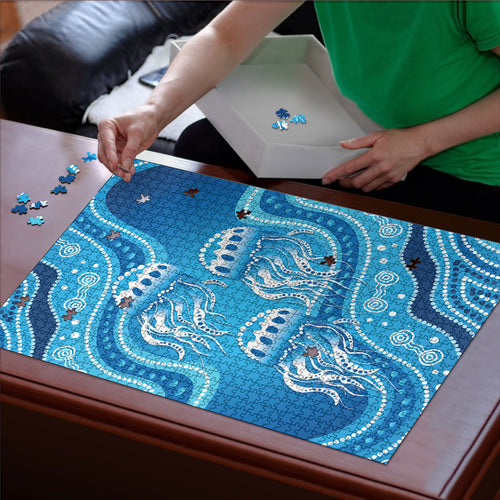 Aboriginal Ocean Jellyfish Puzzle Dot Art Dreamtime Style