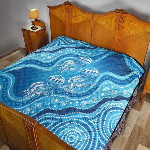 Aboriginal Ocean Jellyfish Quilt Dot Art Dreamtime Style