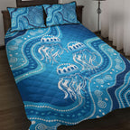 Aboriginal Ocean Jellyfish Quilt Bed Set Dot Art Dreamtime Style